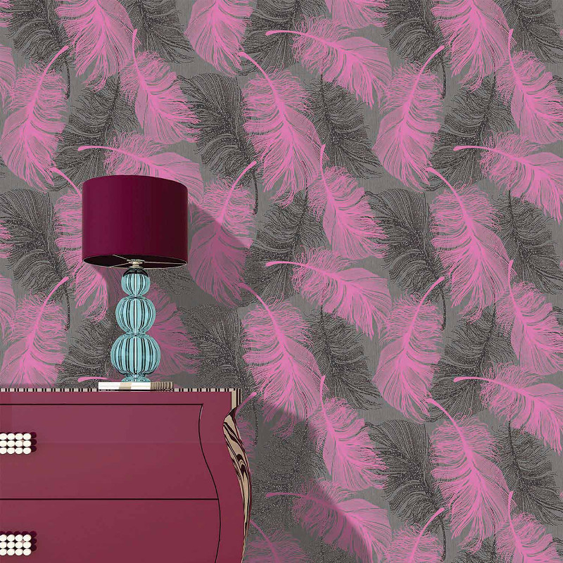 Coloroll Feathers Wallpaper In Can Pink M0924