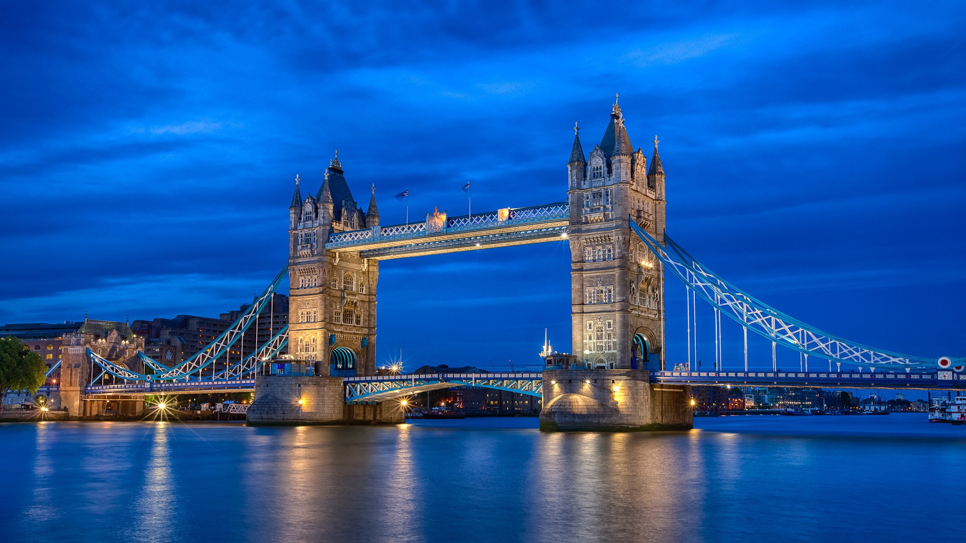 Thames Tower Bridge Blue Sky Lights Wallpaper Desktop