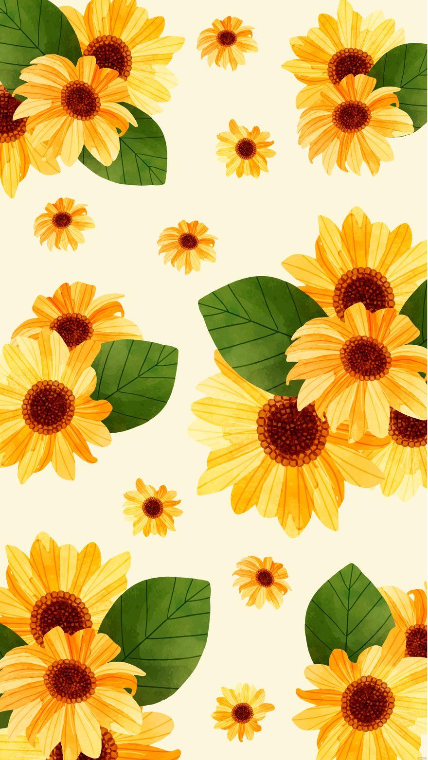 Aesthetic Sunflower iPhone Background Eps Illustrator Jpg