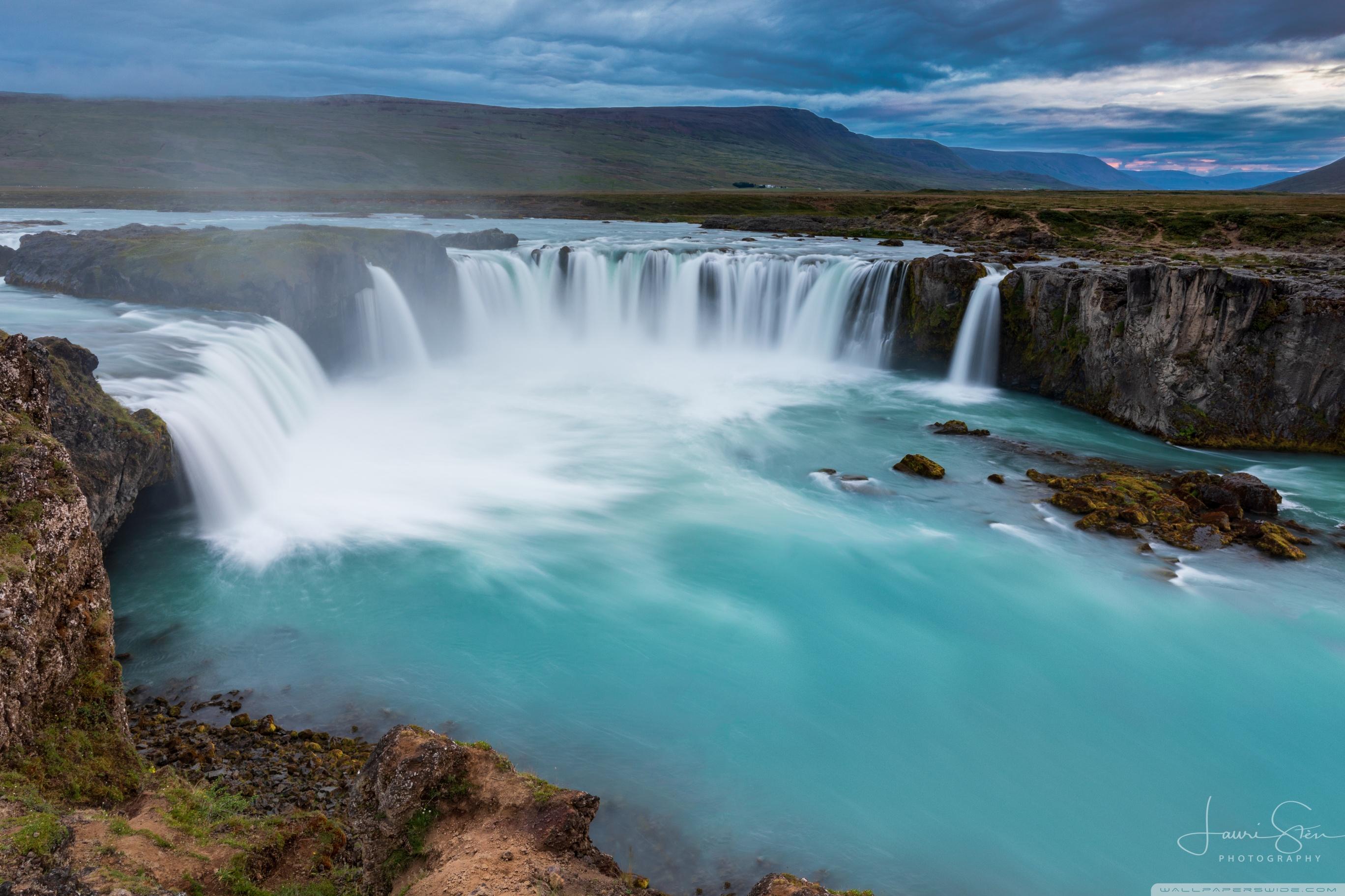 Godafoss Waterfall Iceland Ultra HD Desktop Background Wallpaper