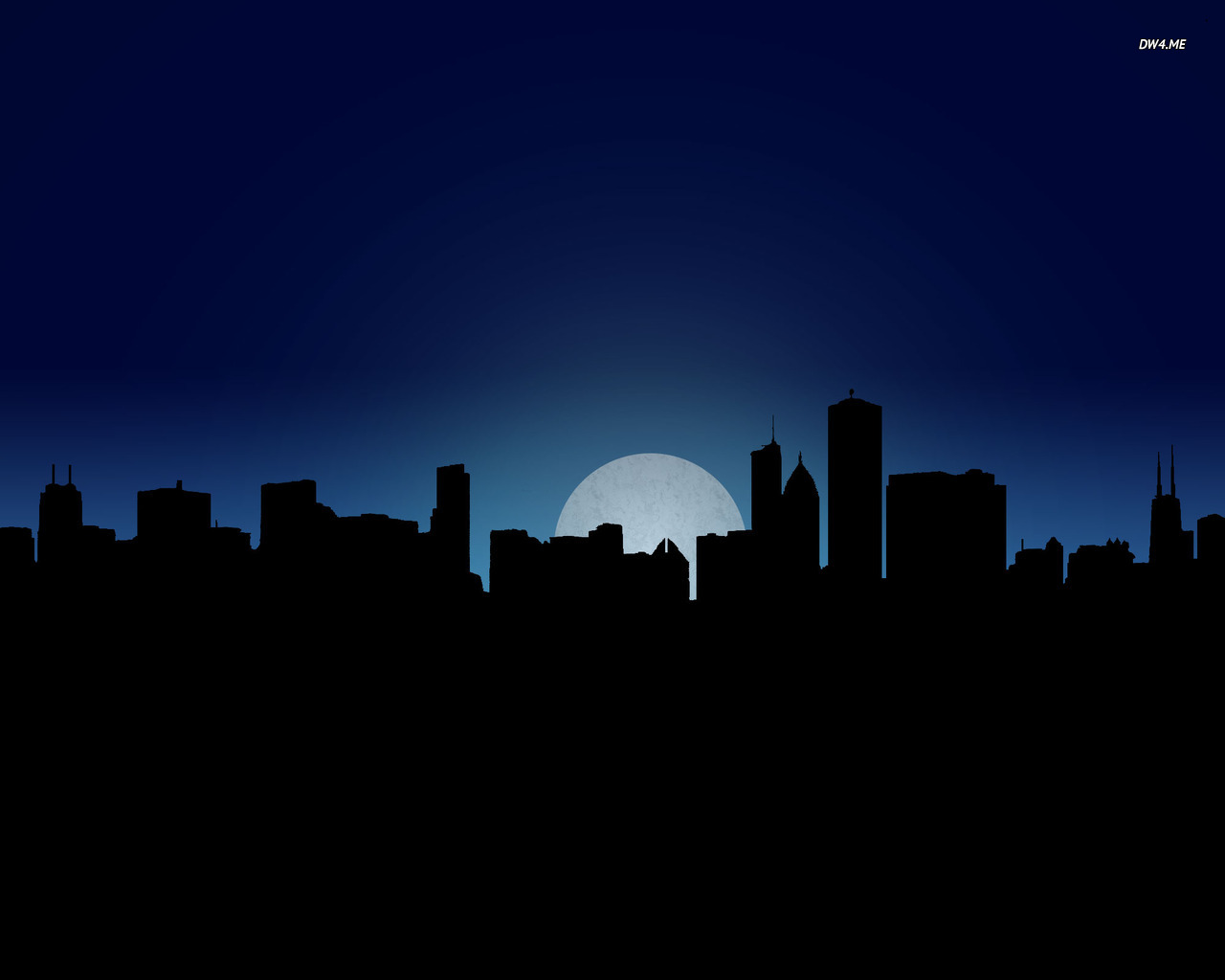 Chicago Skyline At Night Wallpaper Vector