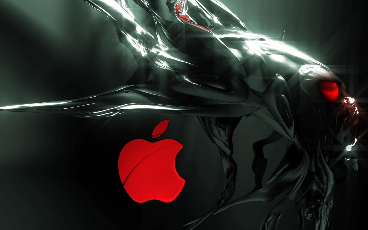 Red Apple logo and alien wallpaper 594