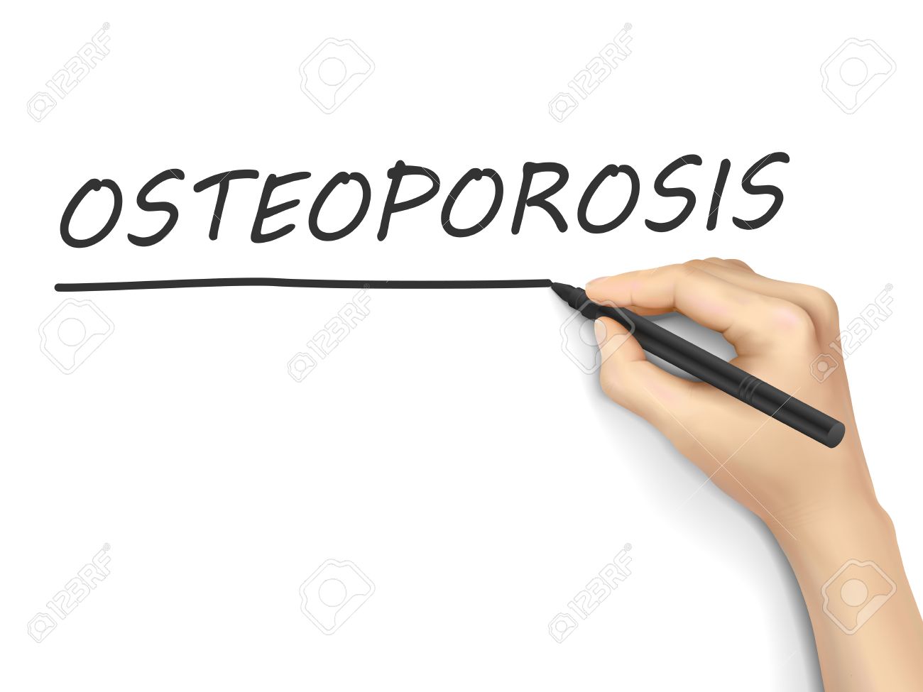 Osteoporosis Word Written By 3d Hand Over White Background Royalty