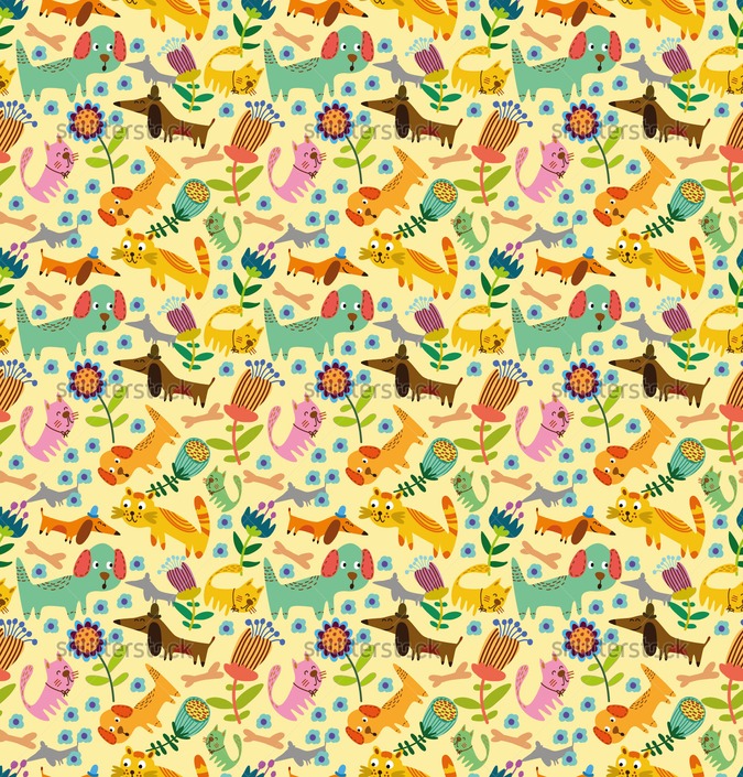 Dog Turtle Seamless Pattern Can Be Used For Wallpaper Fills