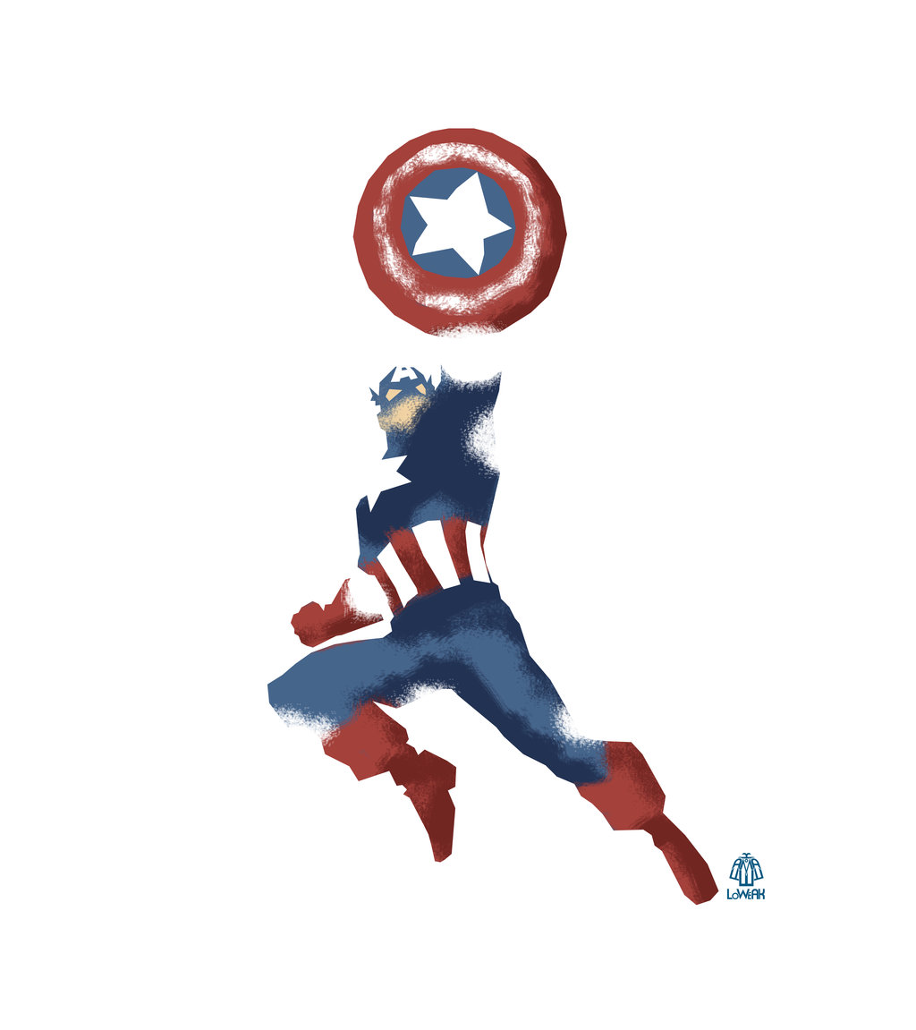 Captain America Minimalist Splash Poster By Loweak