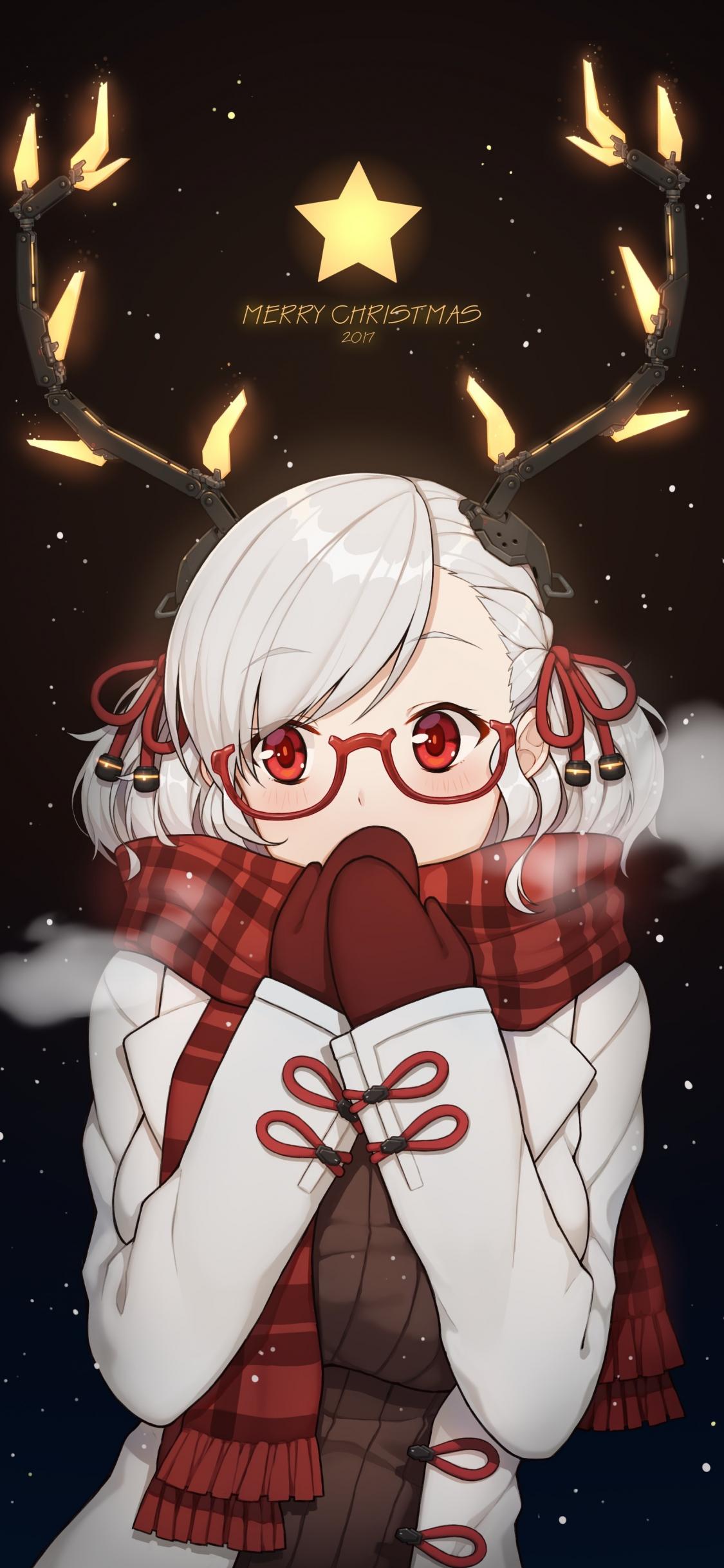 Wallpaper Christmas Horns Girl Anime