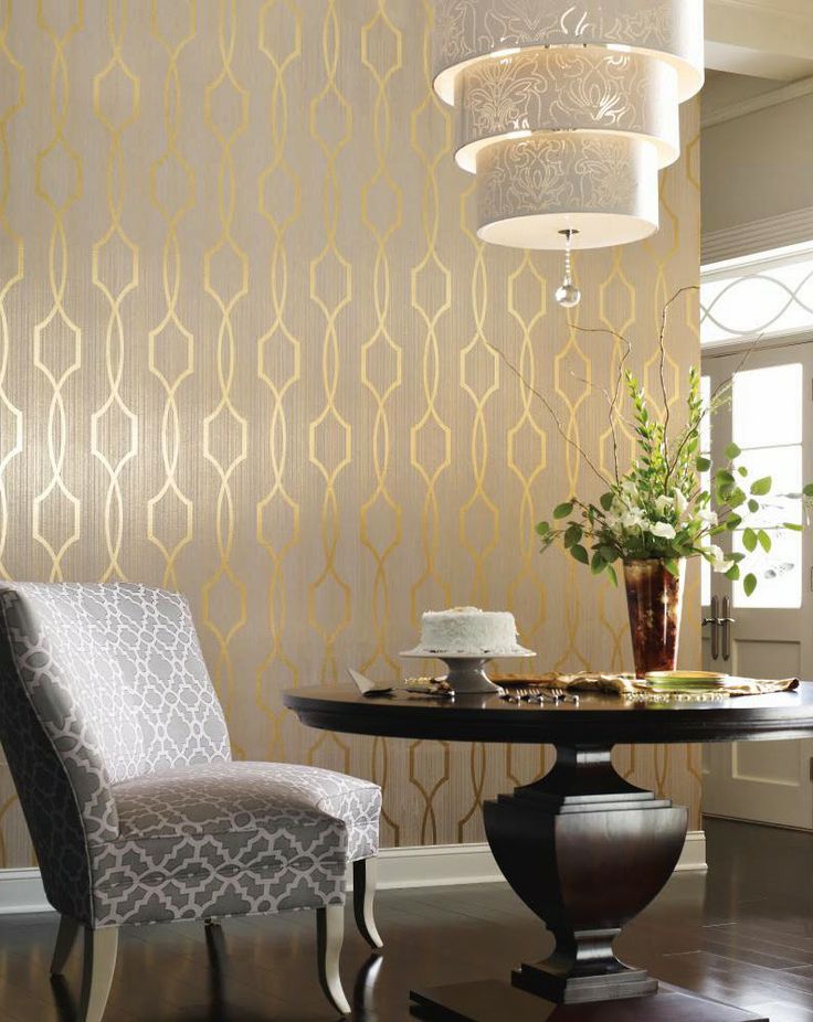 gold lattice wallpaper is a very chic pattern from Candice Olson