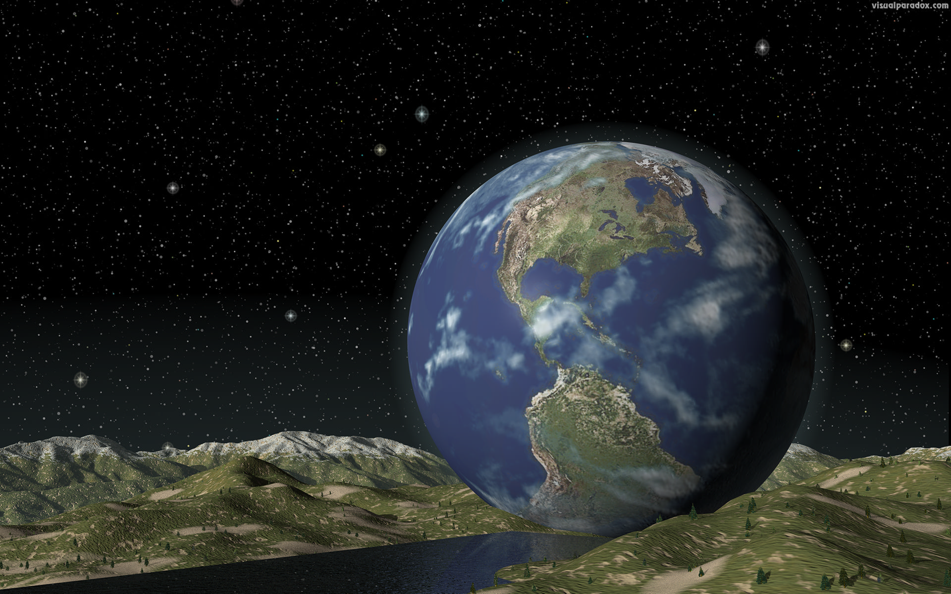 Visual Paradox 3d Wallpaper Earth Fell Size