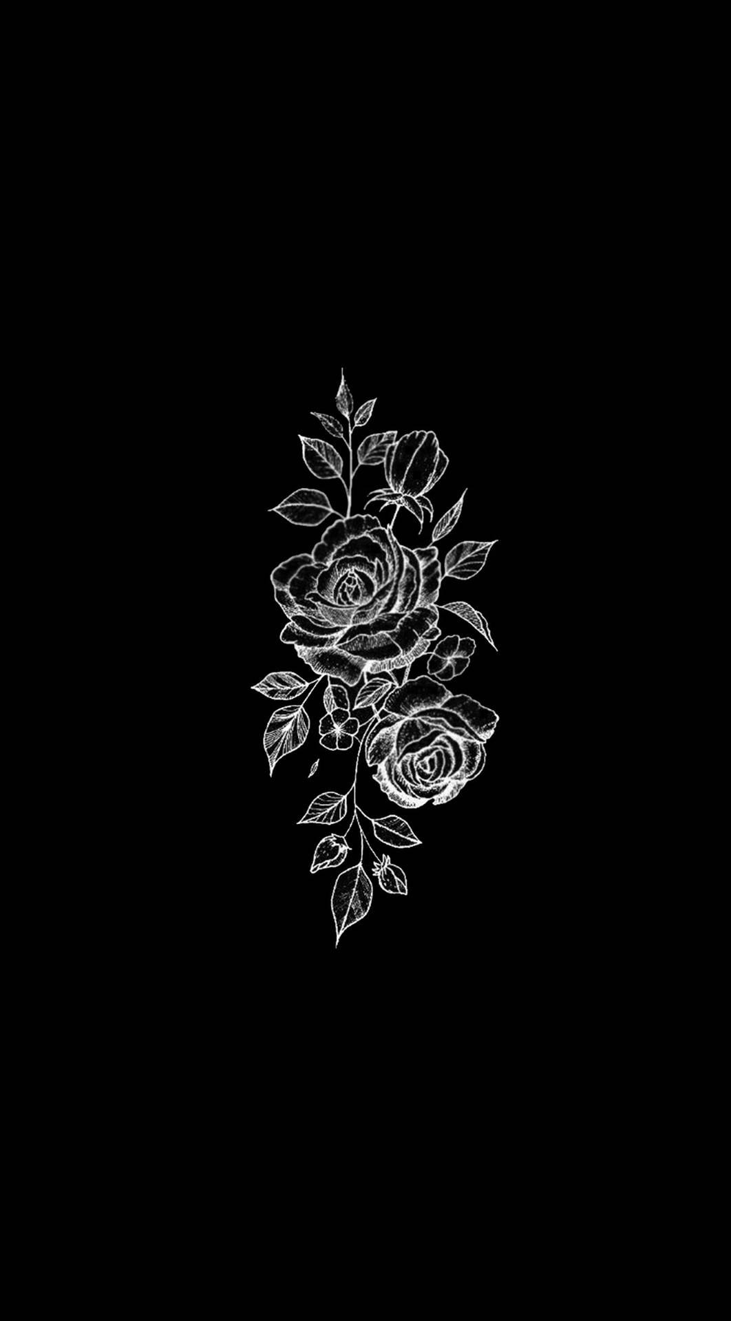 Beautiful Rose Minimalist Black Phone Wallpaper