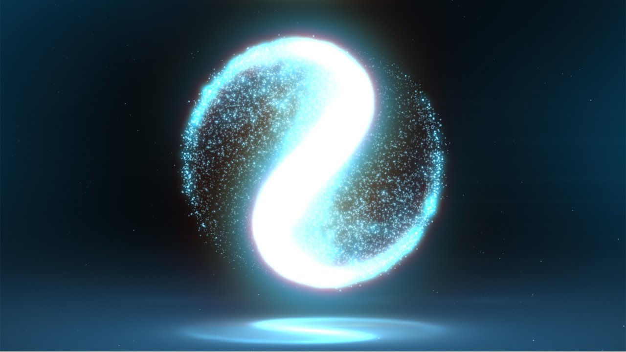 Glowing Circular Yin Yang Particle Background