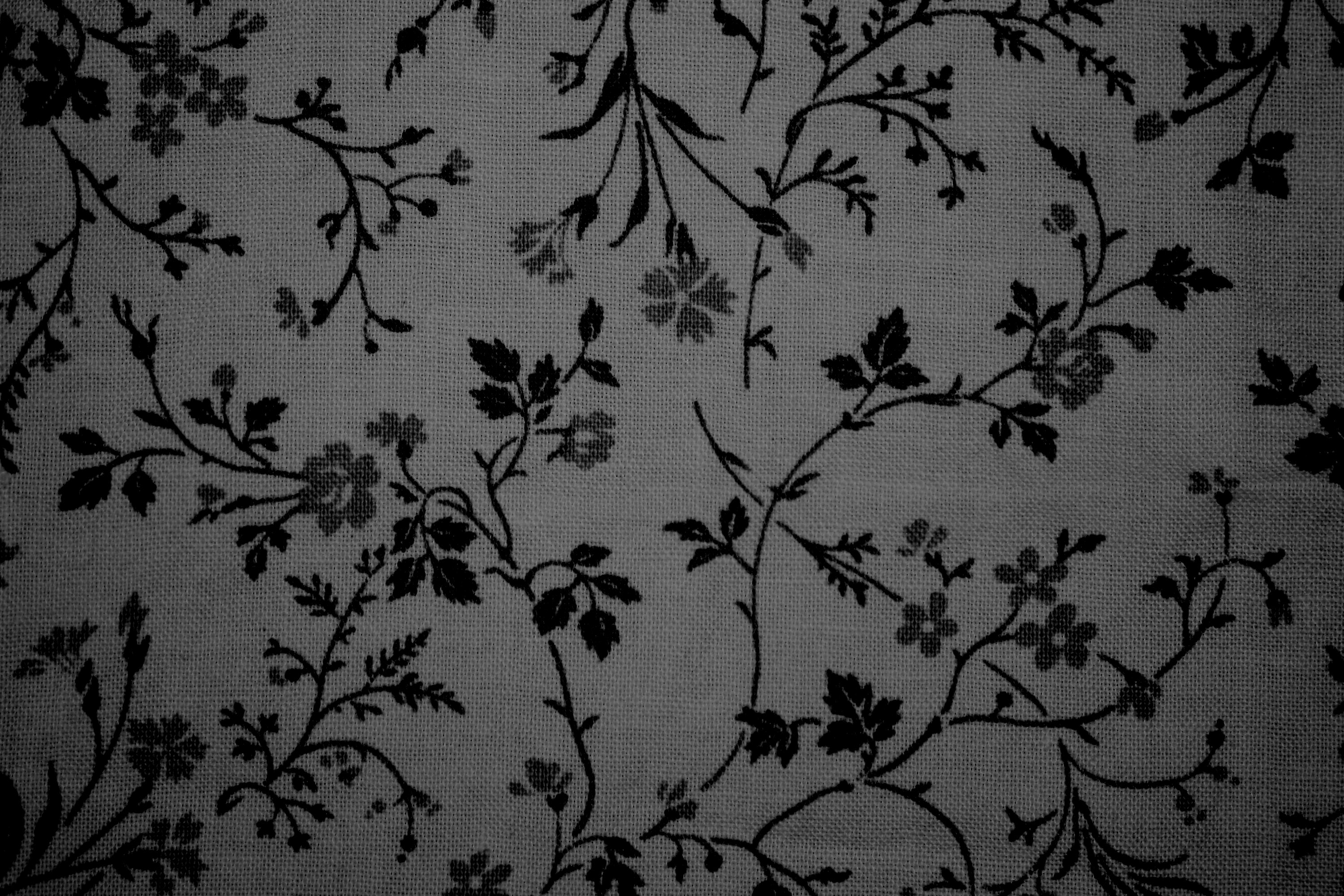 Black On Gray Floral Print Fabric Texture High Resolution Photo