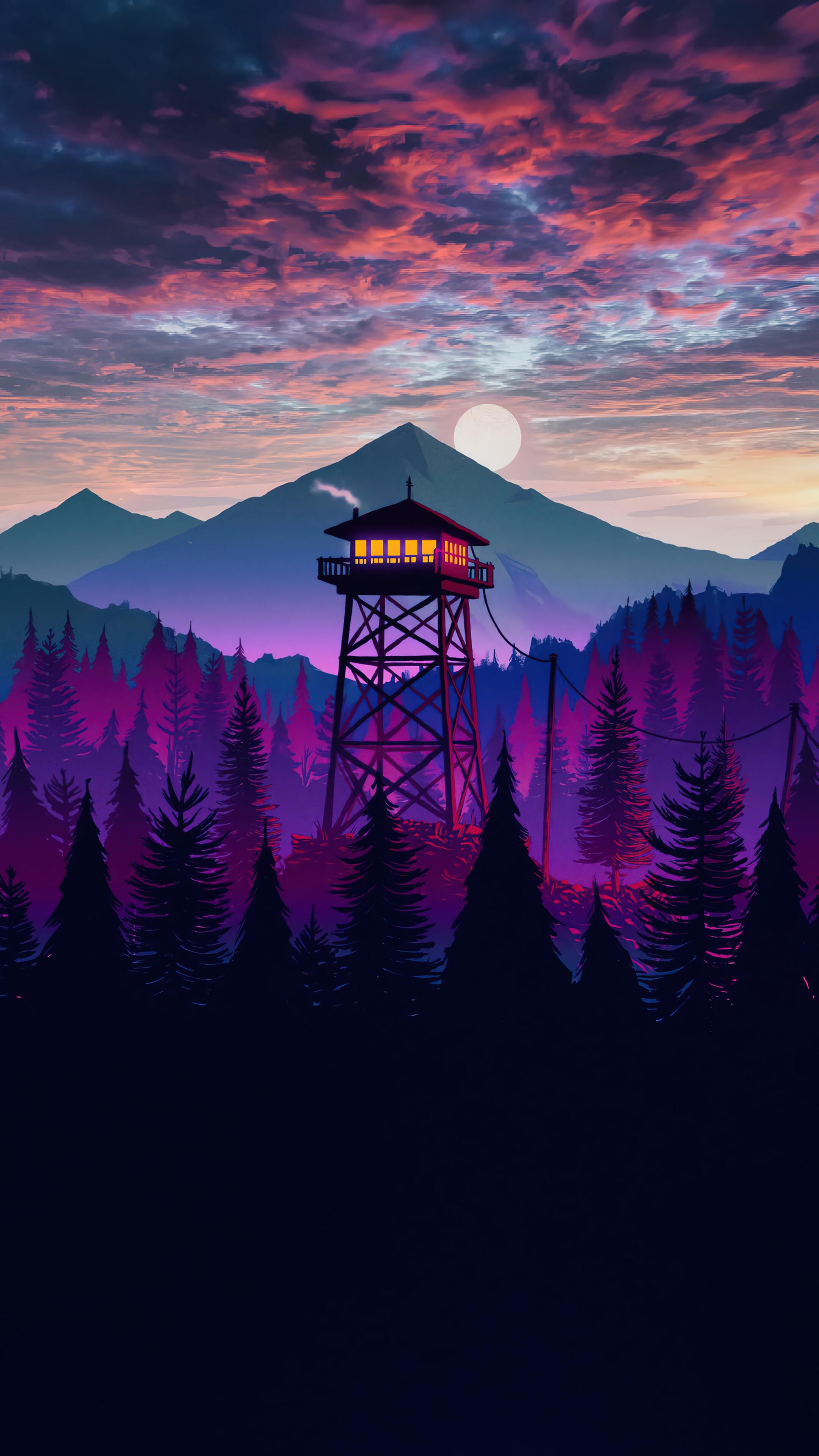 Forest Scenery Watchtower Firewatch Wallpaper iPhone Phone 4k 4260e