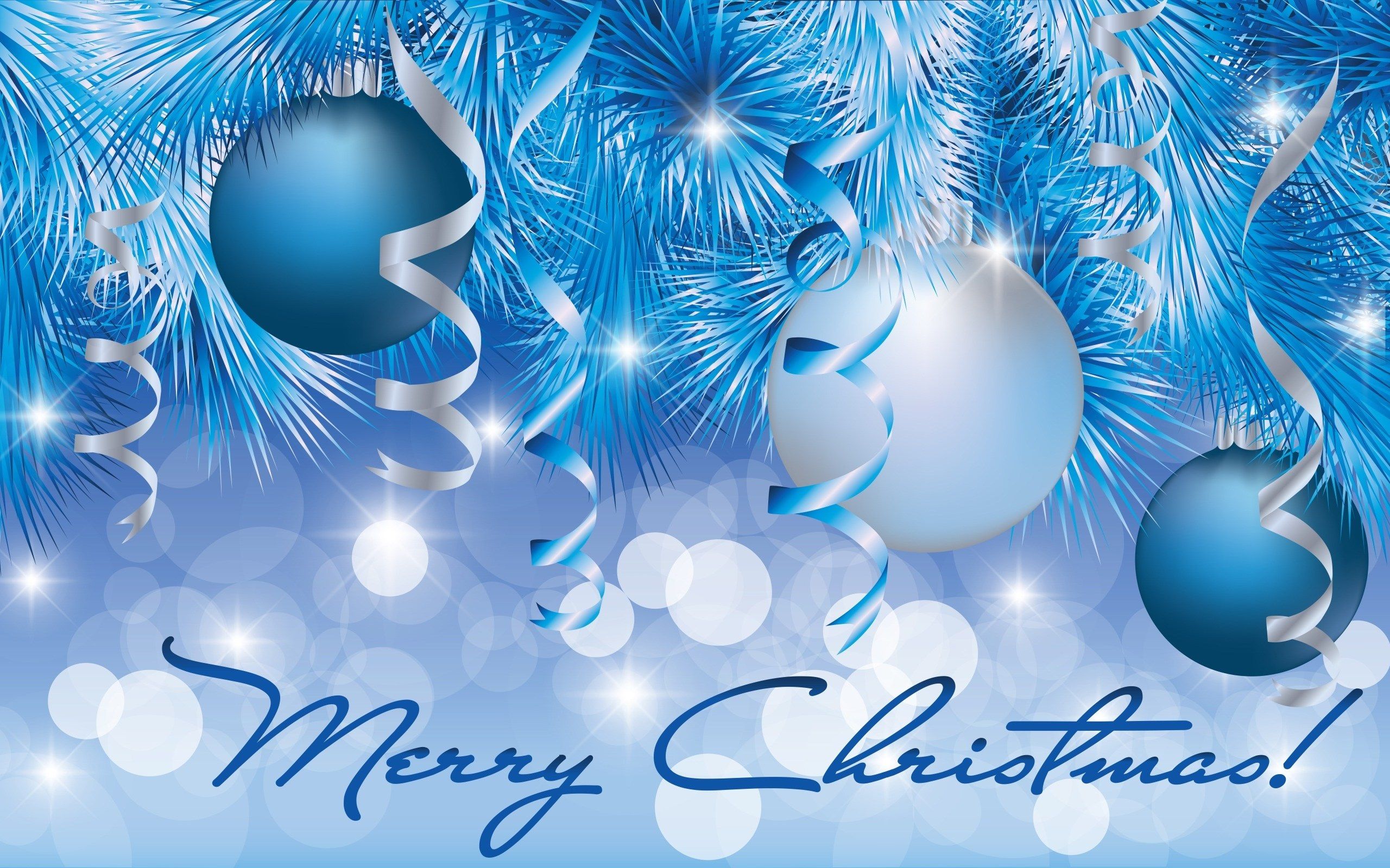 Blue And Silver Christmas Wallpaper Merry