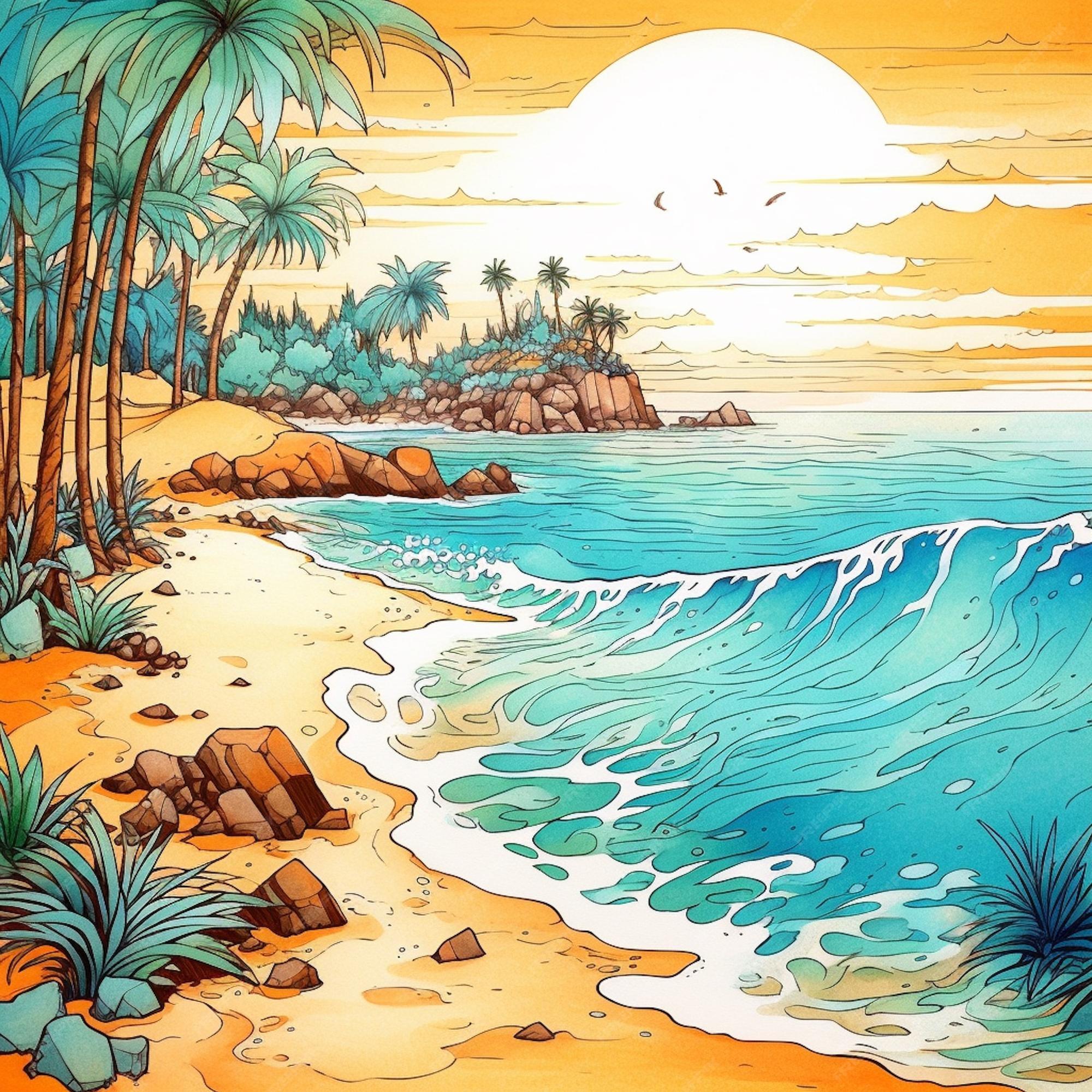 Premium Photo Tropical Coast Summer Beach Illustration