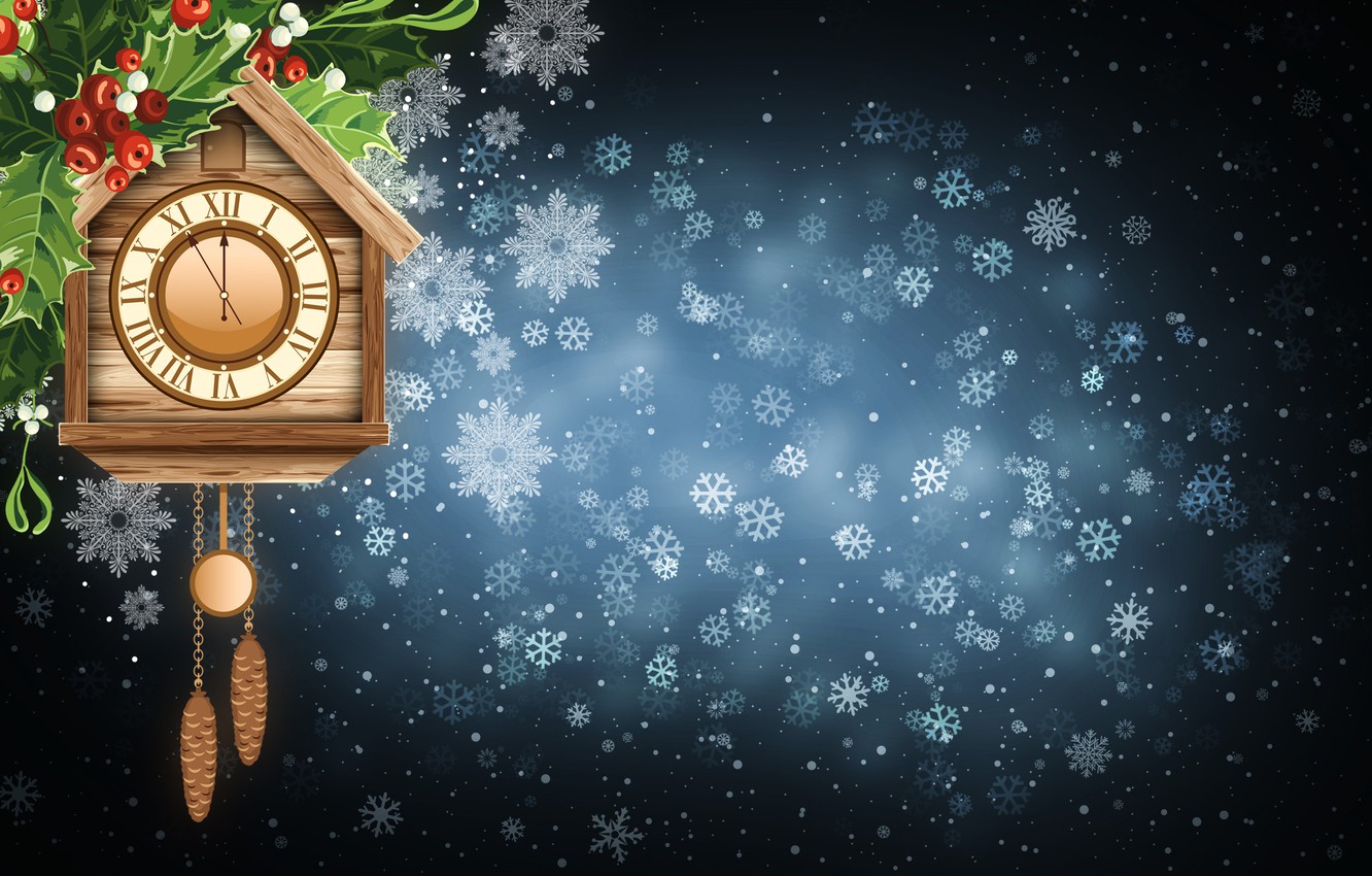Wallpaper Winter Minimalism Snow Time Watch Christmas