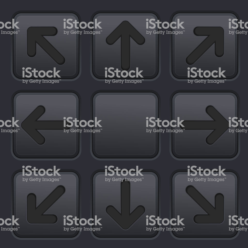 Black Arrows Key Buttons Set 3d Icons On Plastic Matted Background