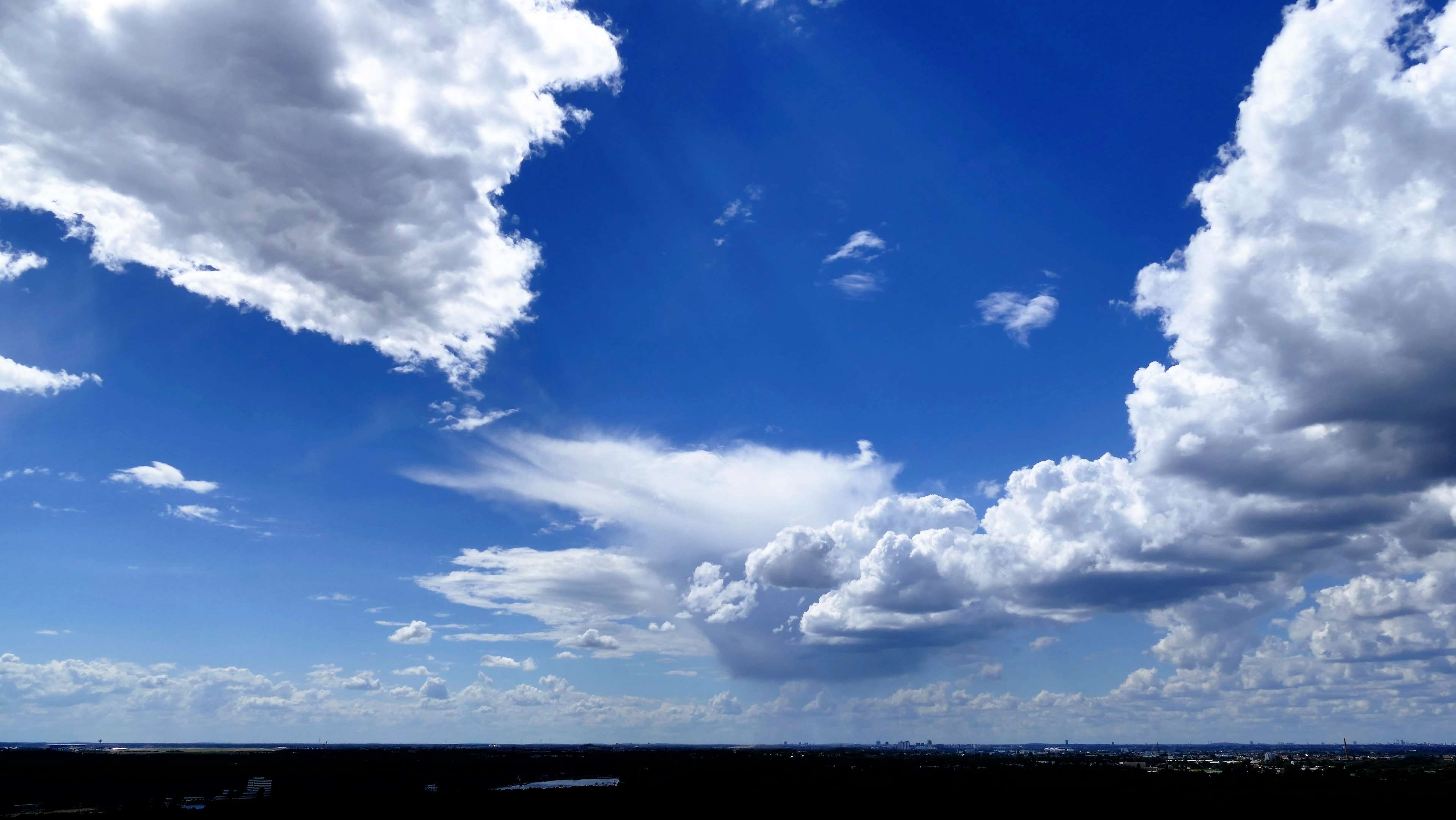 Blue Sky City Clouds Form Landscape Nature 4k HD Wallpaper