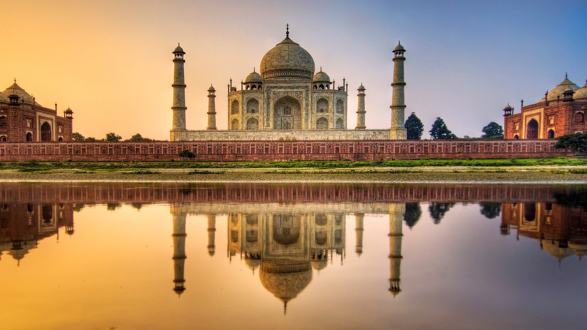 India Taj Mahal Asian Architecture Love Landscape Water