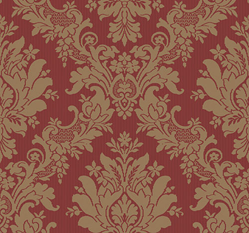 Dramatic Red And Gold Large Damask Wallpaper Double Roll Bolts