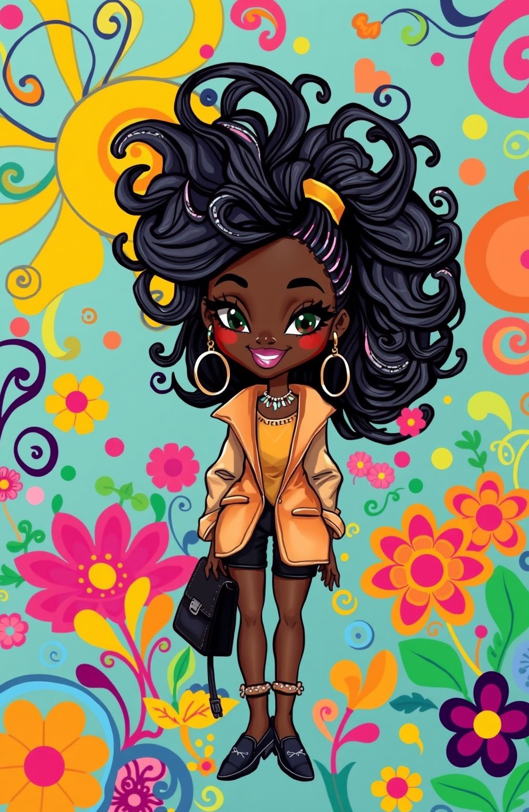 Pretty Black Girl Cartoon Wallpaper