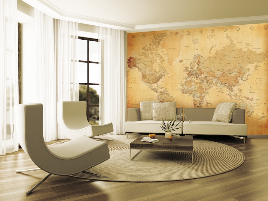 GIANT WALLPAPER WALL MURAL OLD VINTAGE WORLD MAP THEME DESIGN