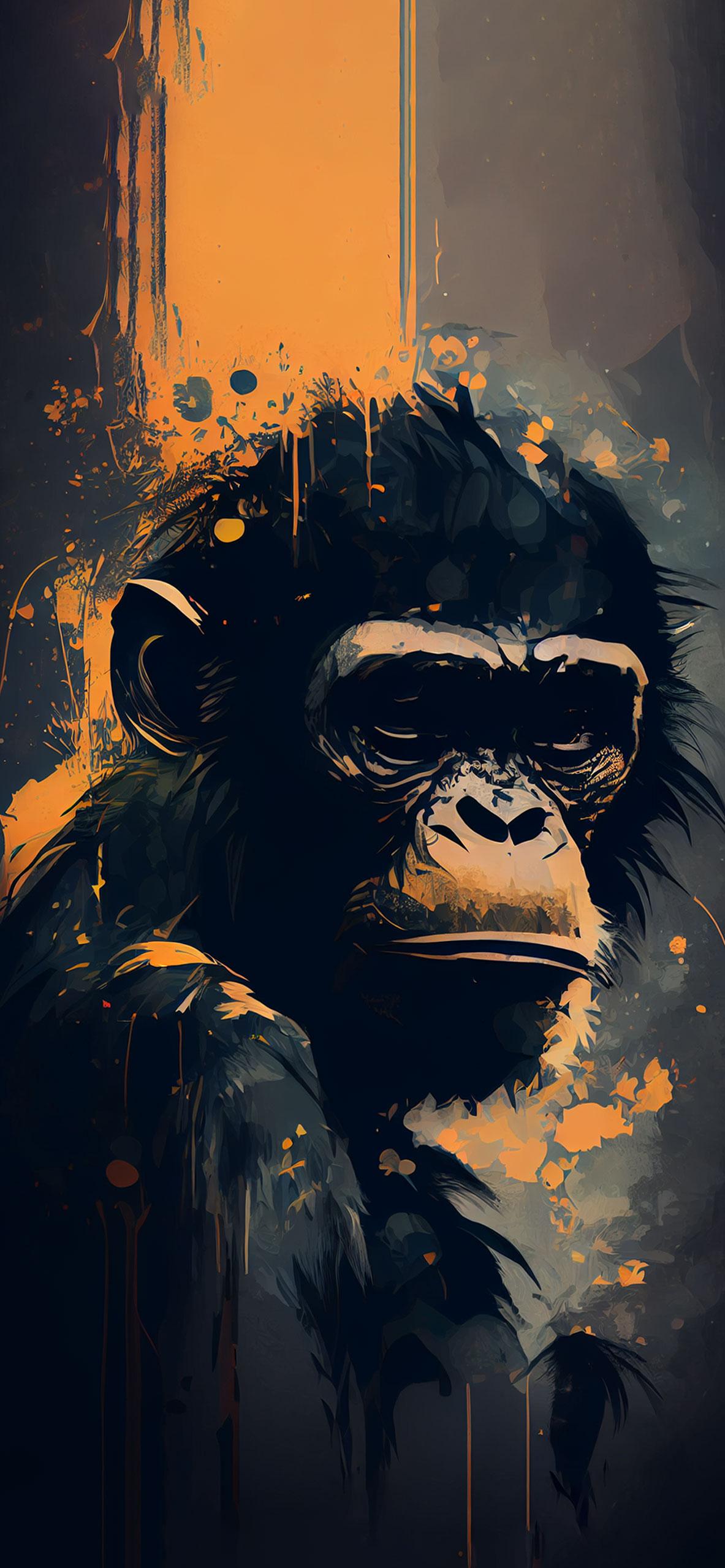 Monkey Dark Art Wallpaper Aesthetic iPhone