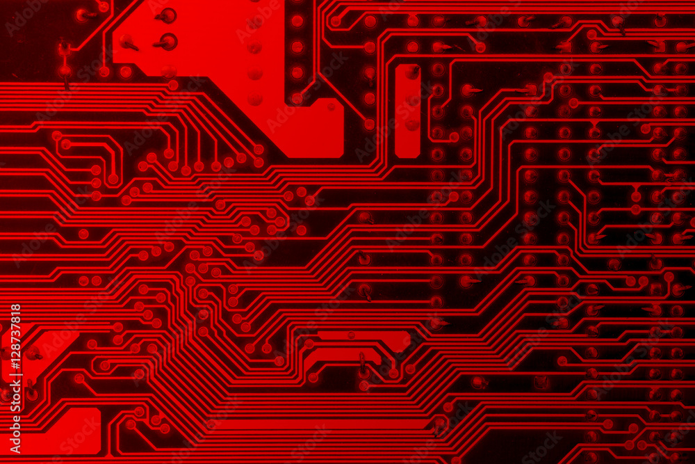 Red Circuit Board Electronic For Background Texture Stock Photo