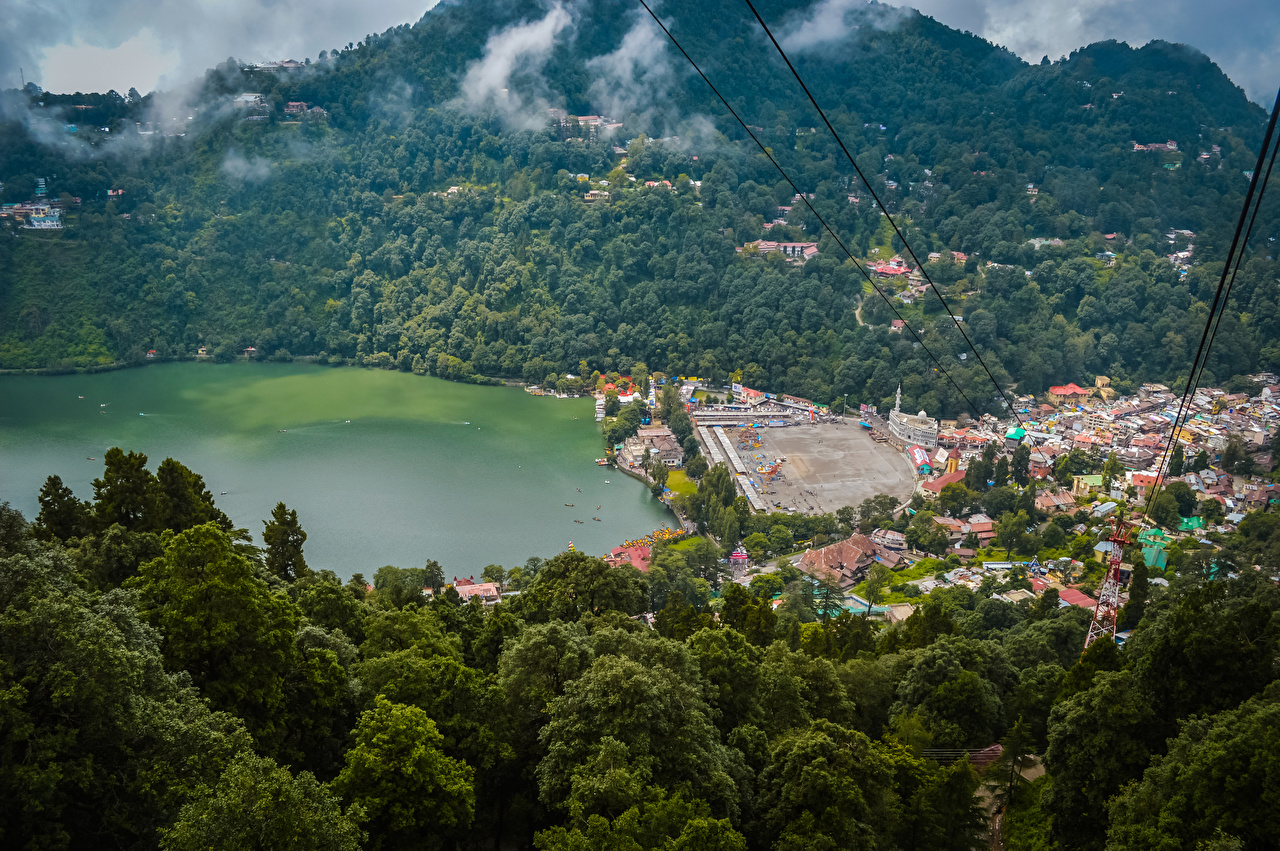 Photos India Nainital Uttarakhand Lake Forests Cities Houses
