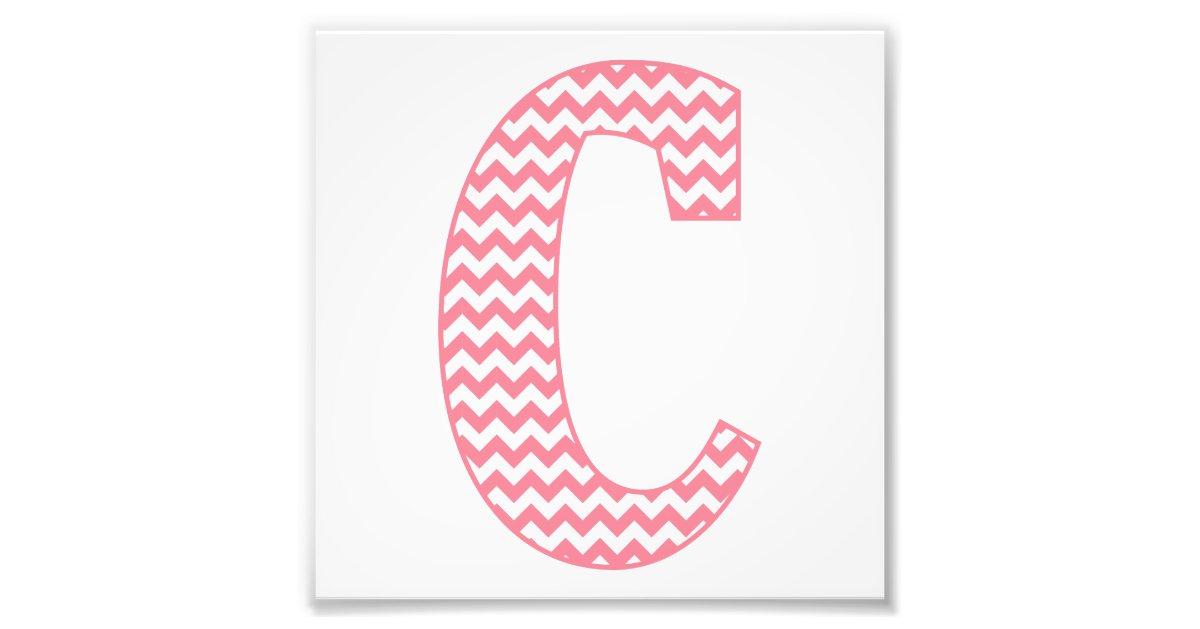 Classic Preppy Pink Chevron Letter C Monogram Photo Print