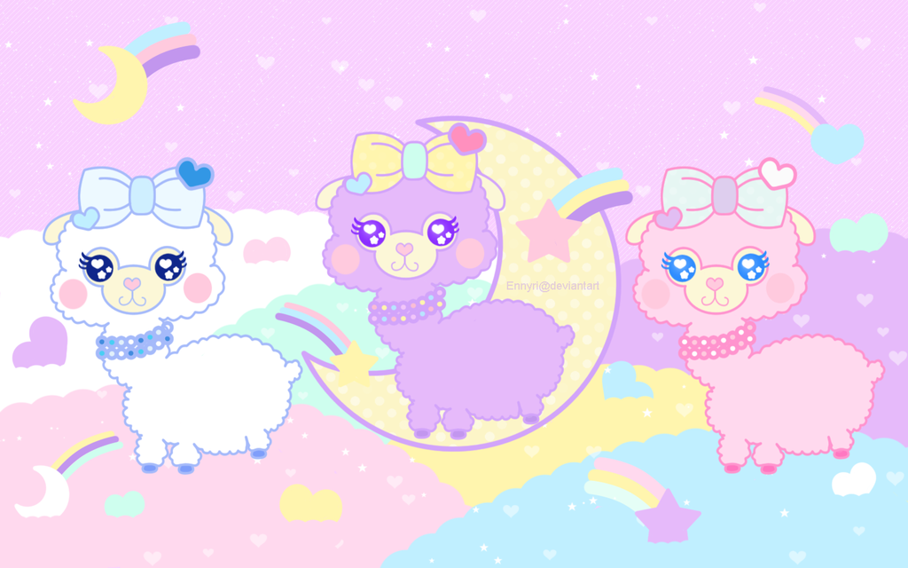 Wallpaper Kawaii Llamas By Ennyri