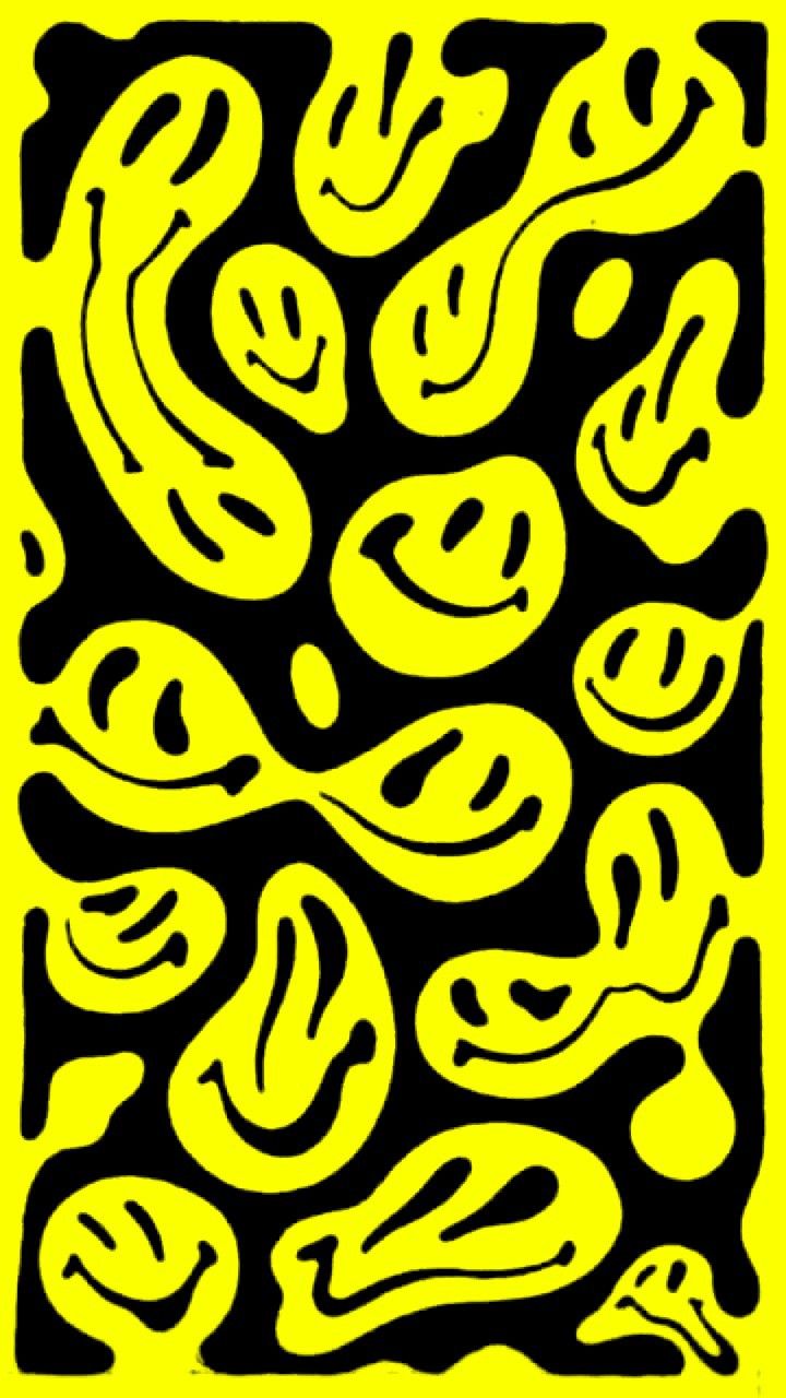 Yellow Smiles Trippy Wallpaper Retro iPhone Edgy