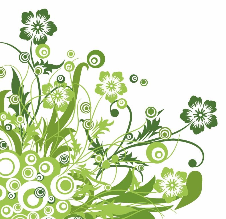 Flowers In Flowerpix Green Floral Design Wallpaper