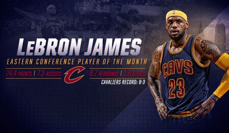 Lebron James Named Kia Nba Eastern Conference Player Of The Month
