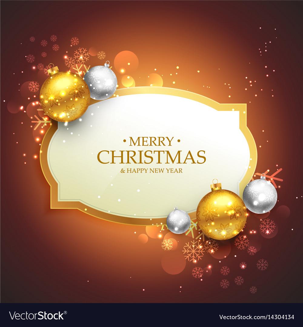 Beautiful Merry Christmas Background With Golden Vector Image