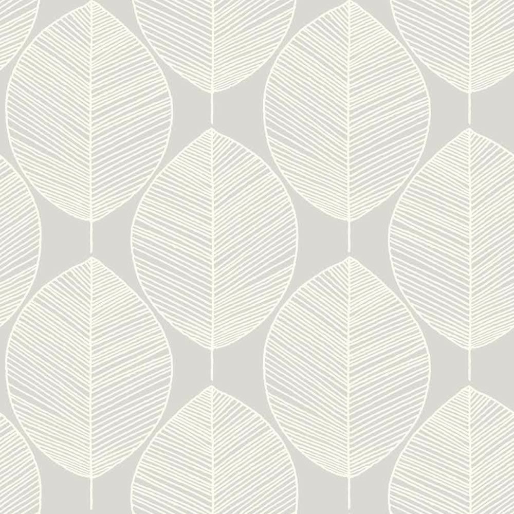 Silver Cream Retro Leaf Motif Arthouse Wallpaper