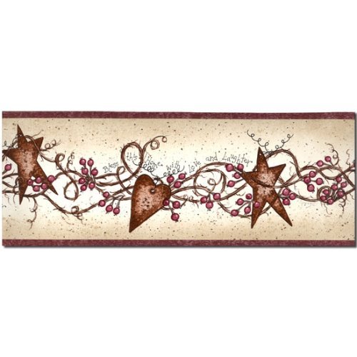 Rusty Hearts And Stars Wallpaper Border Home Kitchen