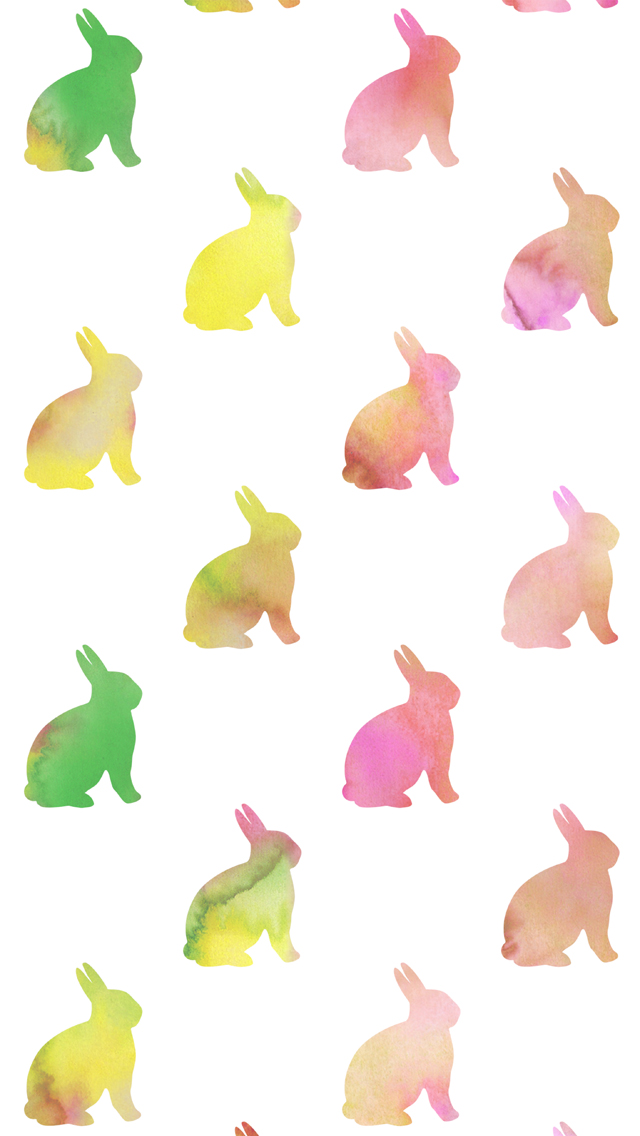 Pastel Watercolor Easter Bunny iPhone Wallpaper Silver Spiral Studio