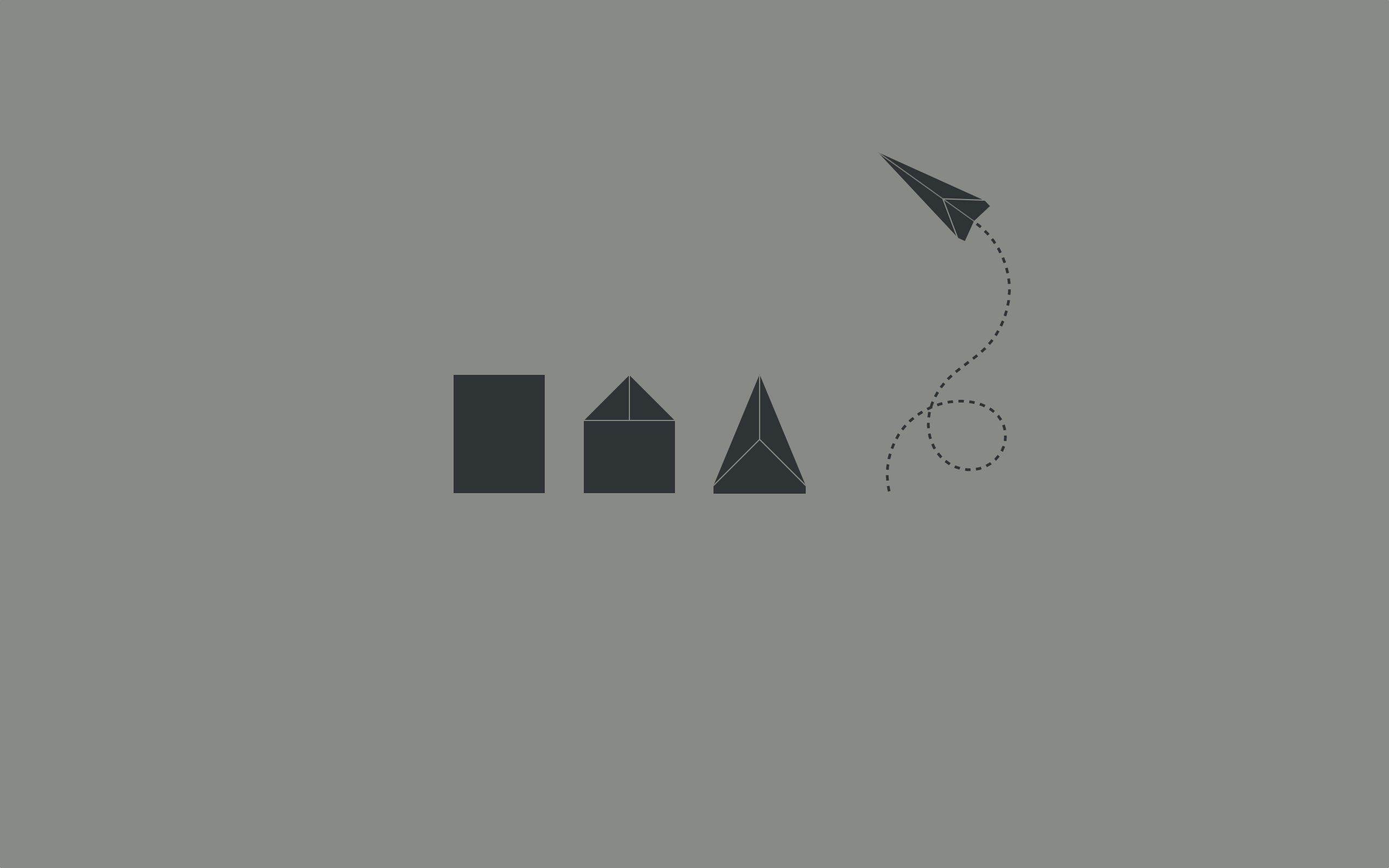 Minimalist illustration of paper airplane origami steps, from square to final form