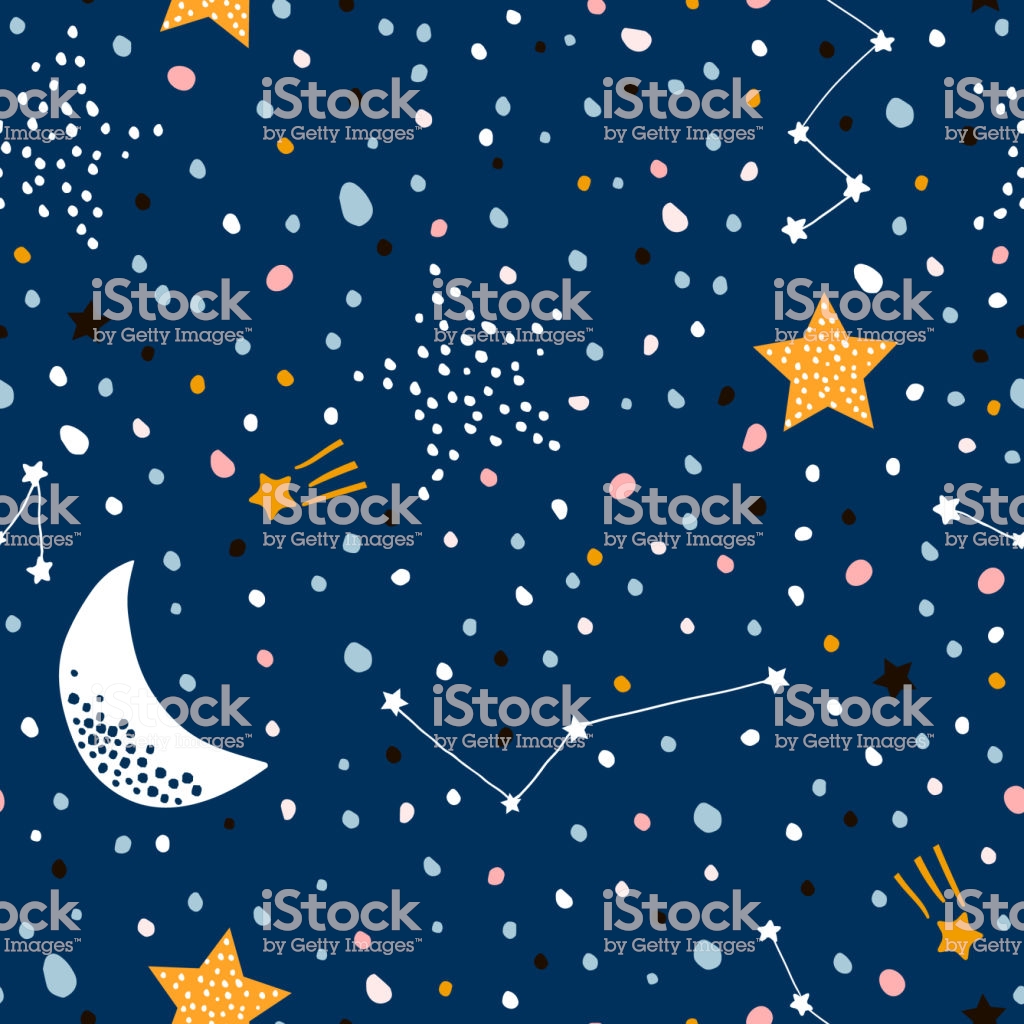 Seamless Childish Pattern With Night Starry Sky Creative Kids