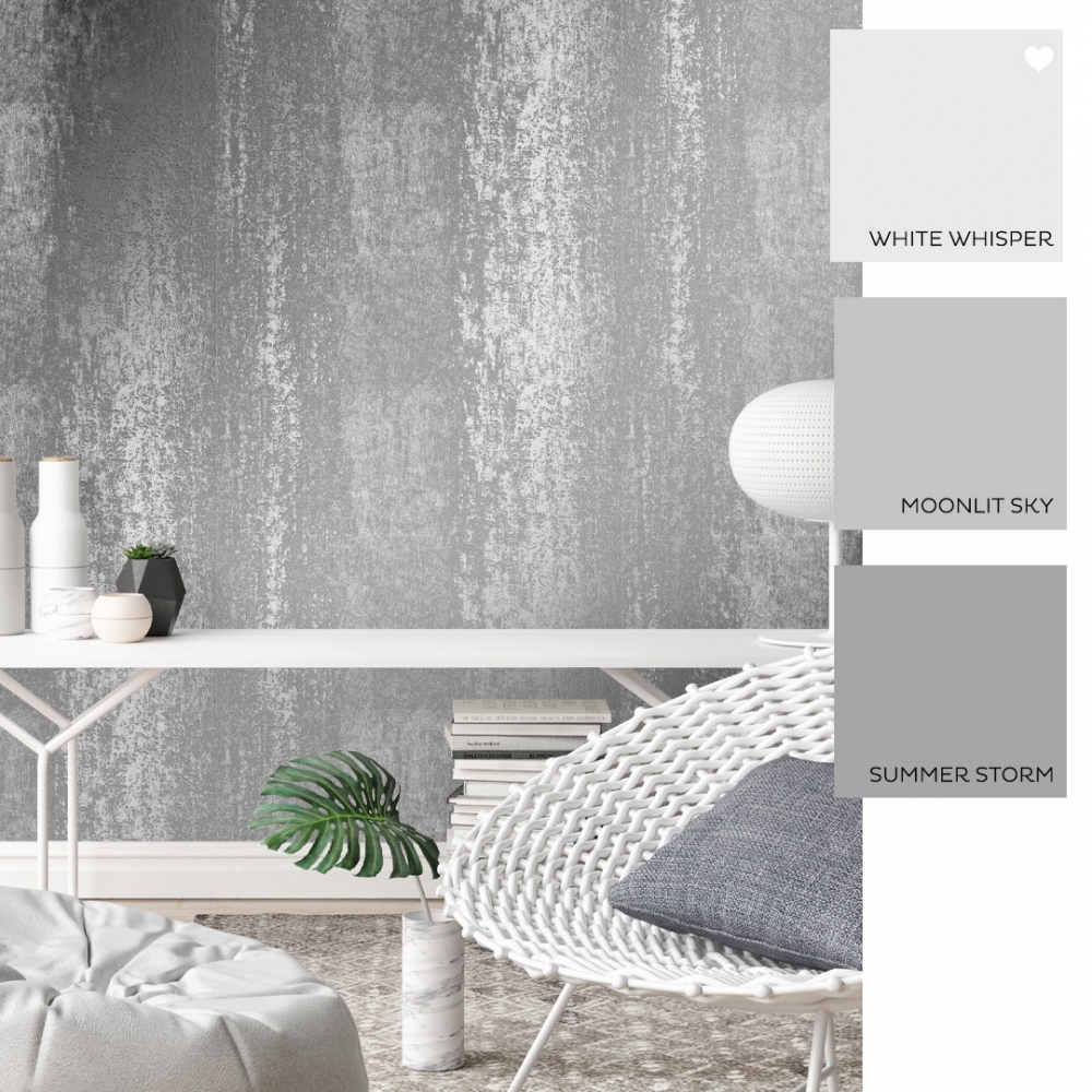 Muriva Sienna Metallic Ombre Wallpaper Silver Grey