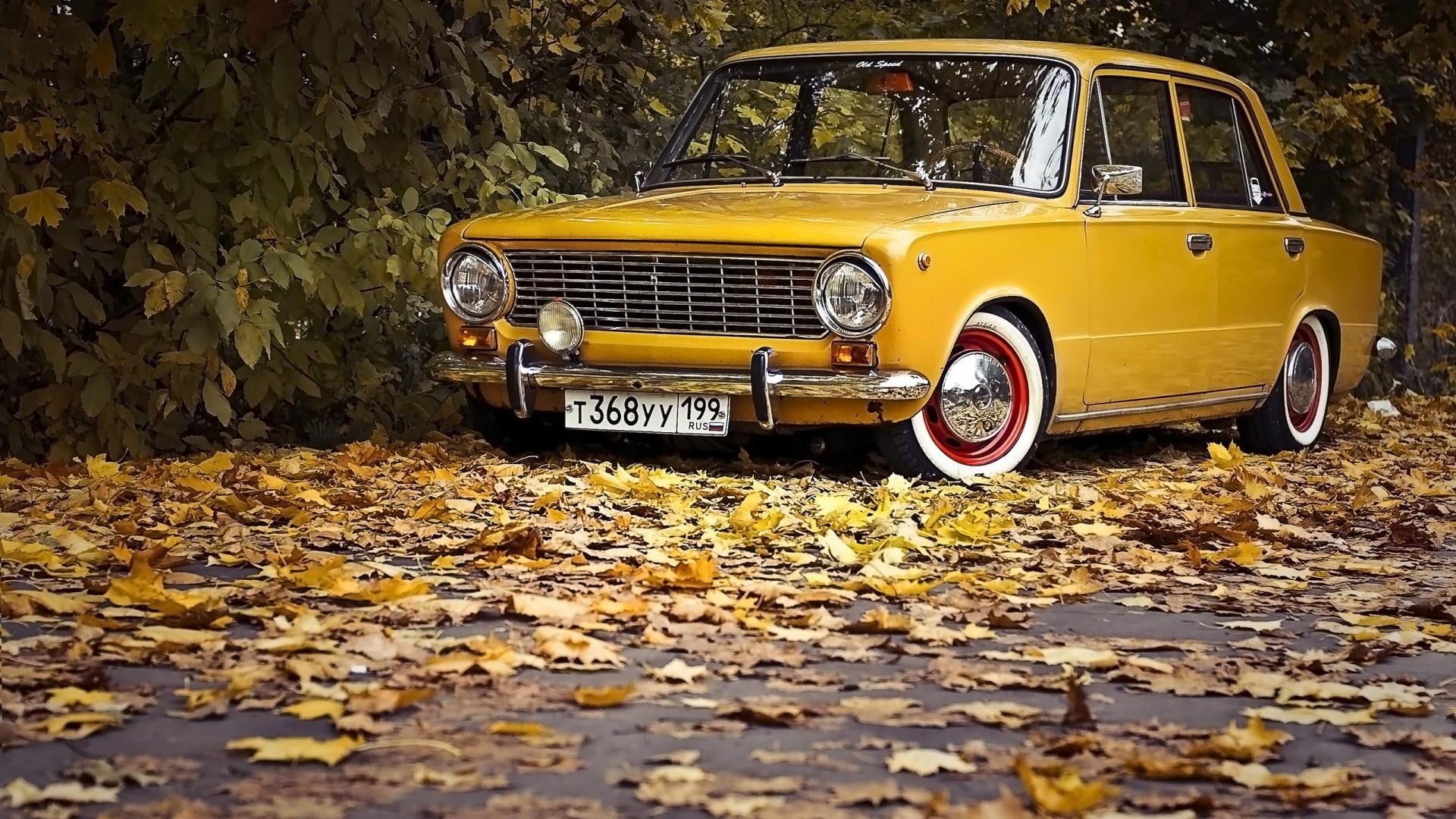 Yellow Sedan Car Old Russian Cars Lada HD Wallpaper