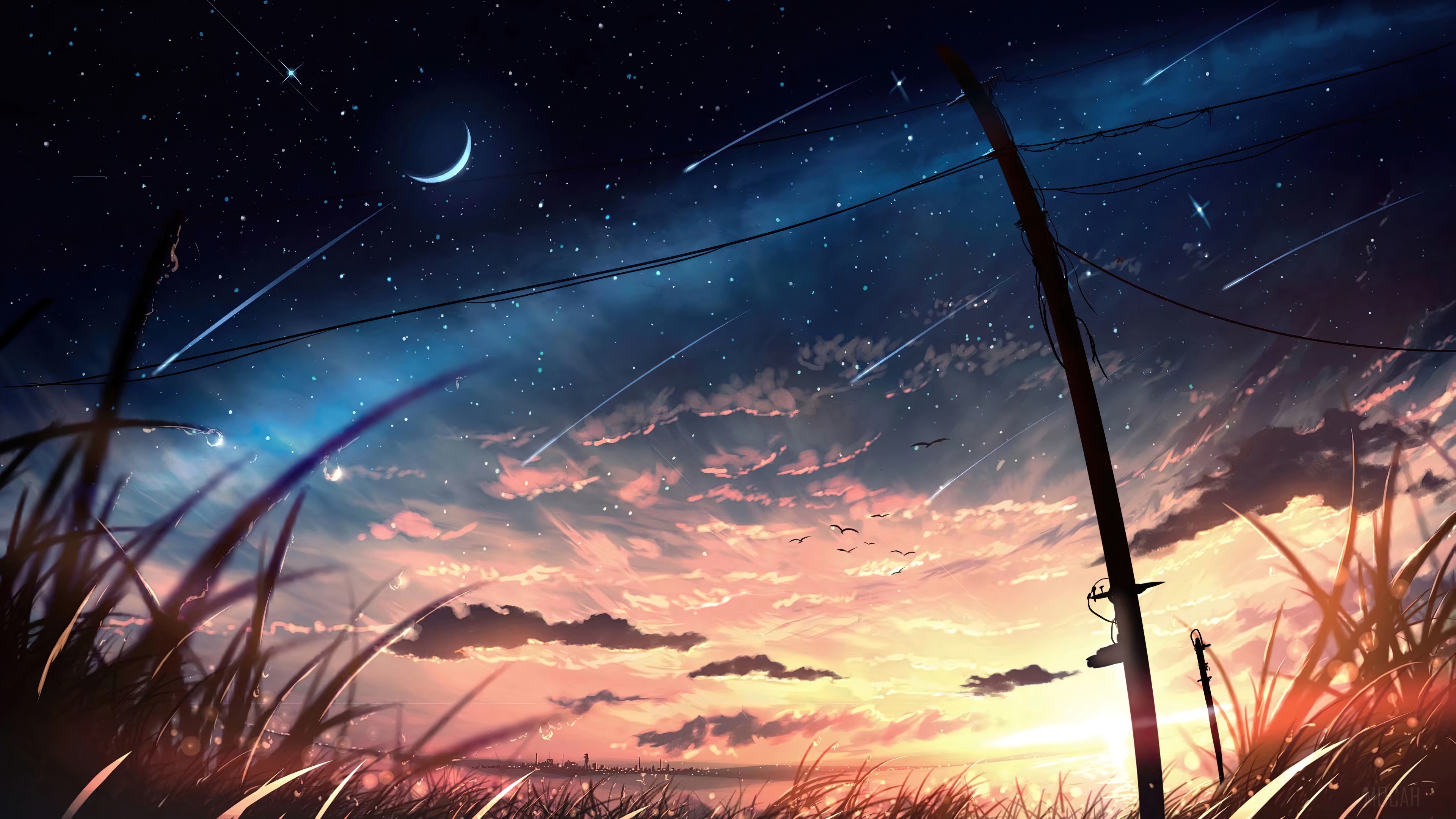 Anime starry sky anime girl back view night scenic boots Anime HD  wallpaper  Peakpx