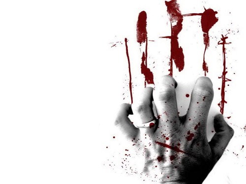 Scary Bloody Hand Wallpaper On This Background
