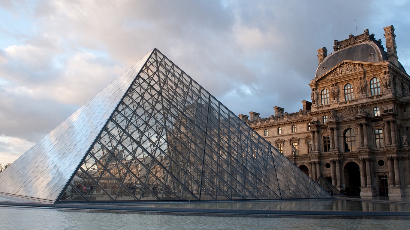 Wallpaper Louvre Paris France Pyramid Glass