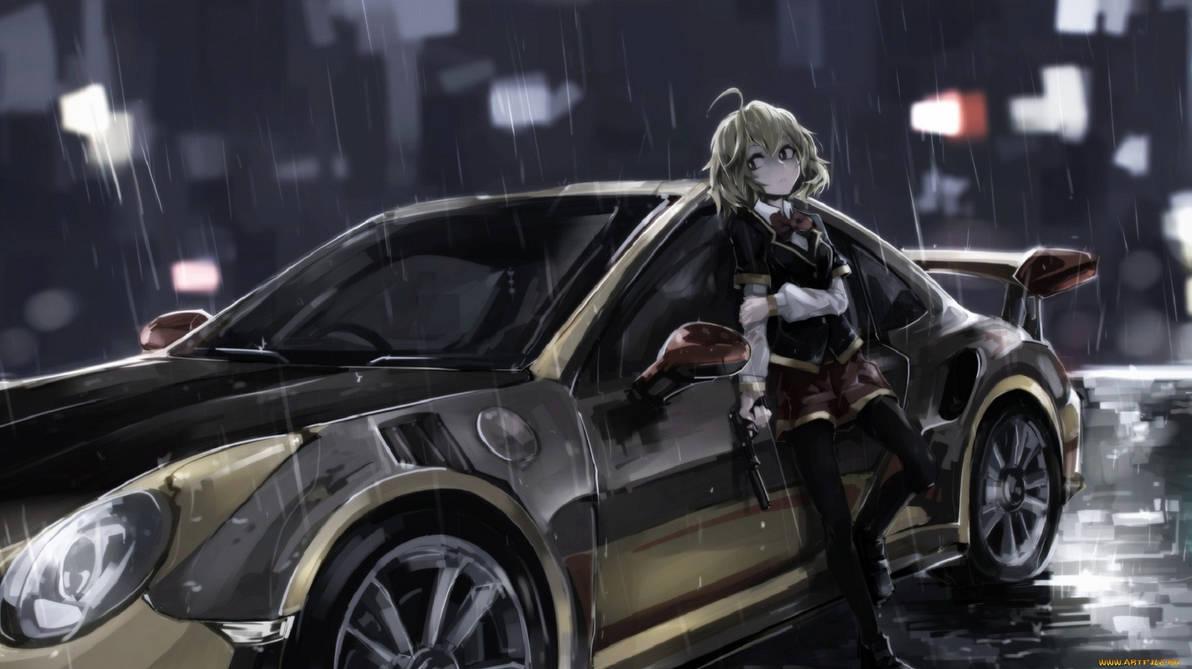 Anime Girl Racing Car Art 4K Phone iPhone Wallpaper #4670b