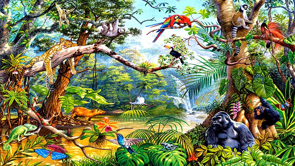 Jungle Oasis Animals Birds