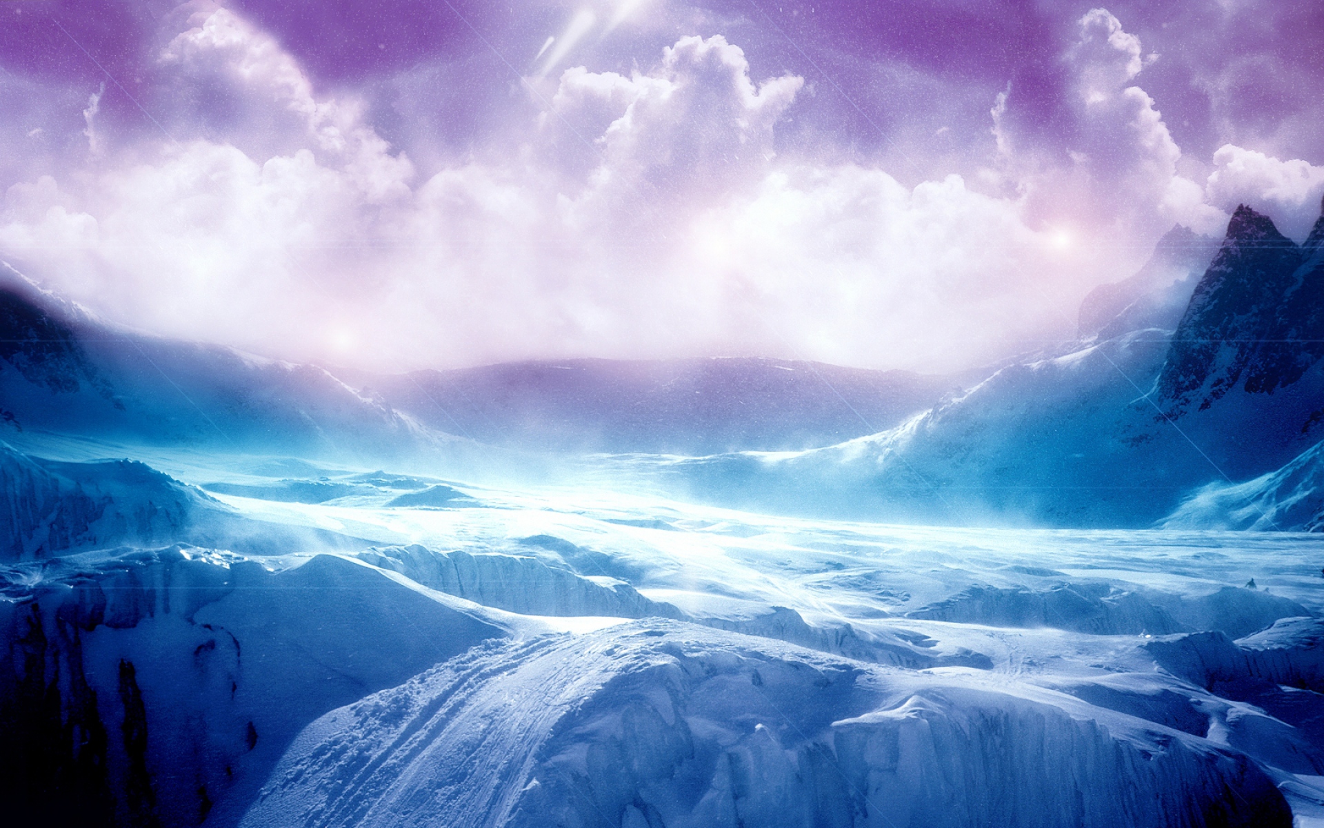 Blue Snow Purple Sky Wallpaper Stock