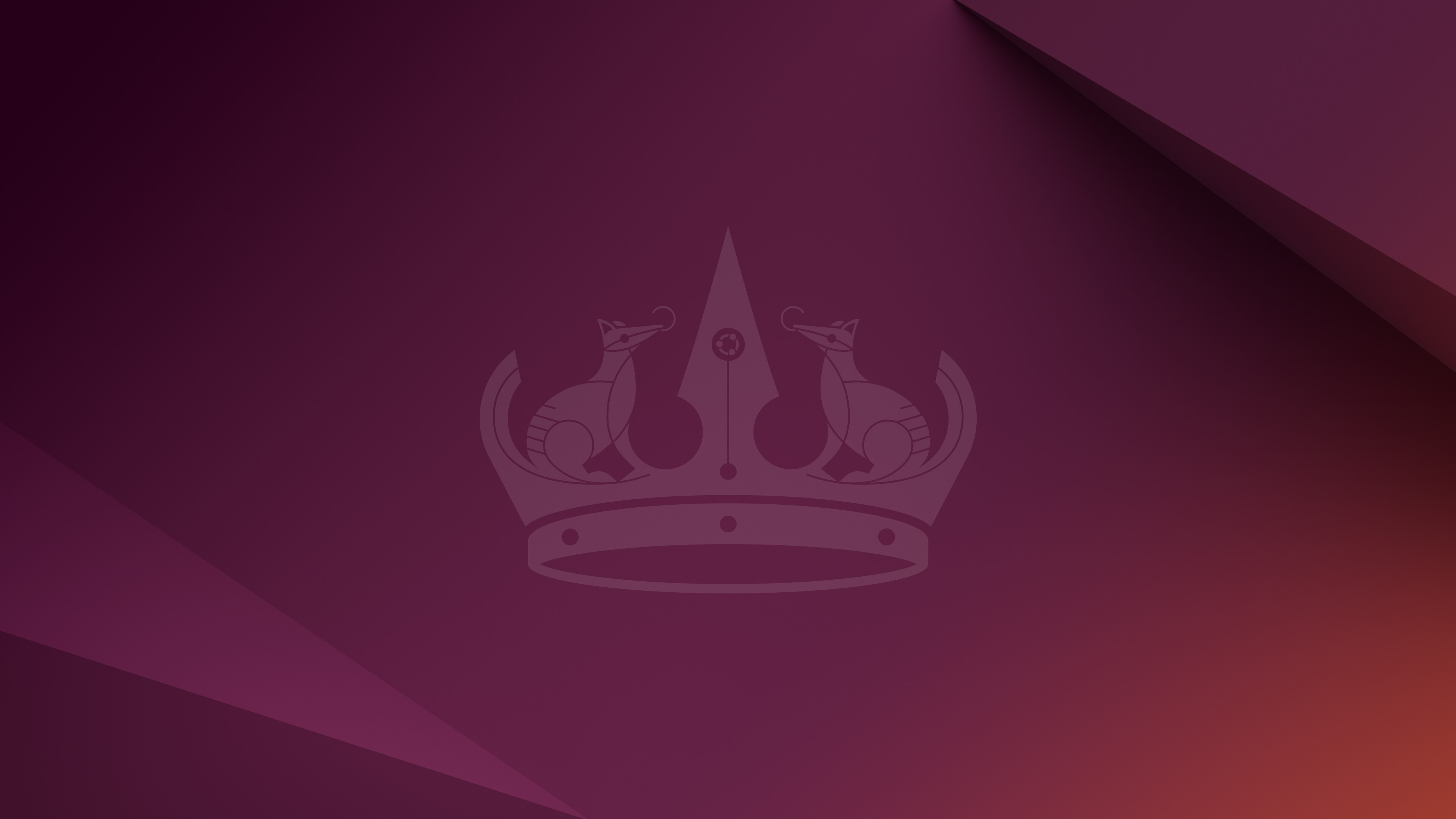 A stylized numbat crown logo on a gradient purple background, a wallpaper design for Ubuntu