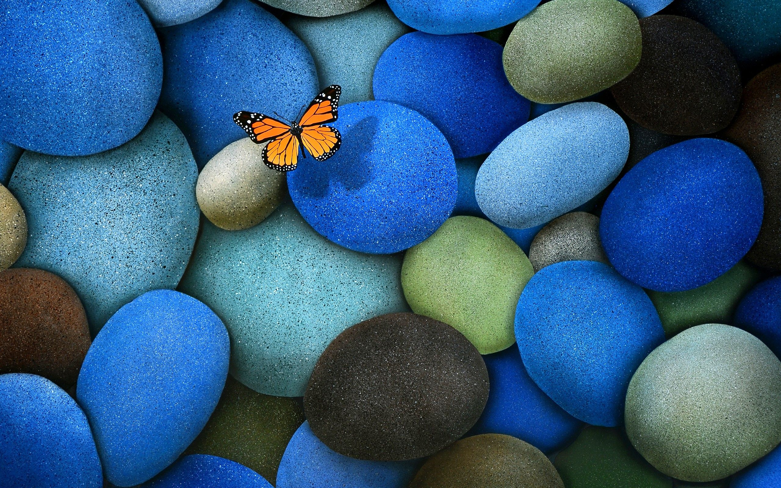 Pics Butterfly On Blue Stones Wallpaper Everything