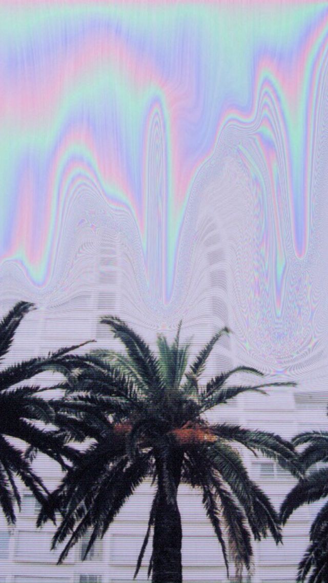 Hologram Wallpaper Holographic Palm Trees iPhone